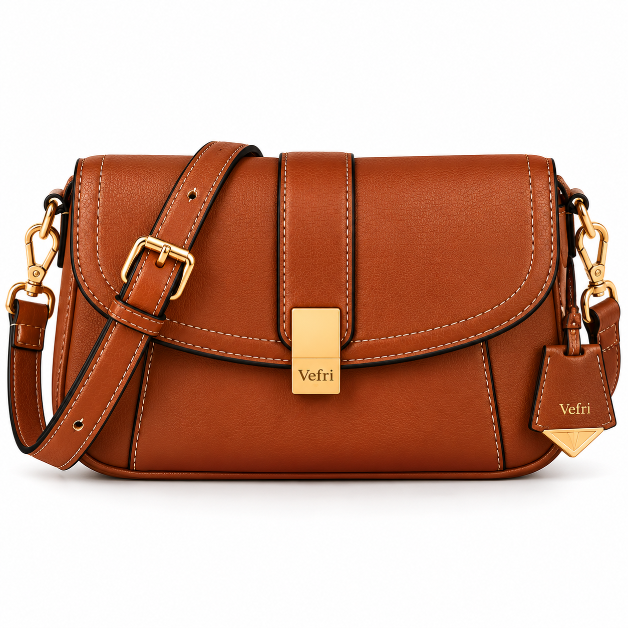 Front View Main Vefri Classic Crossbody Bag | Premium Women's Leather Crossbody Purse - Image 1